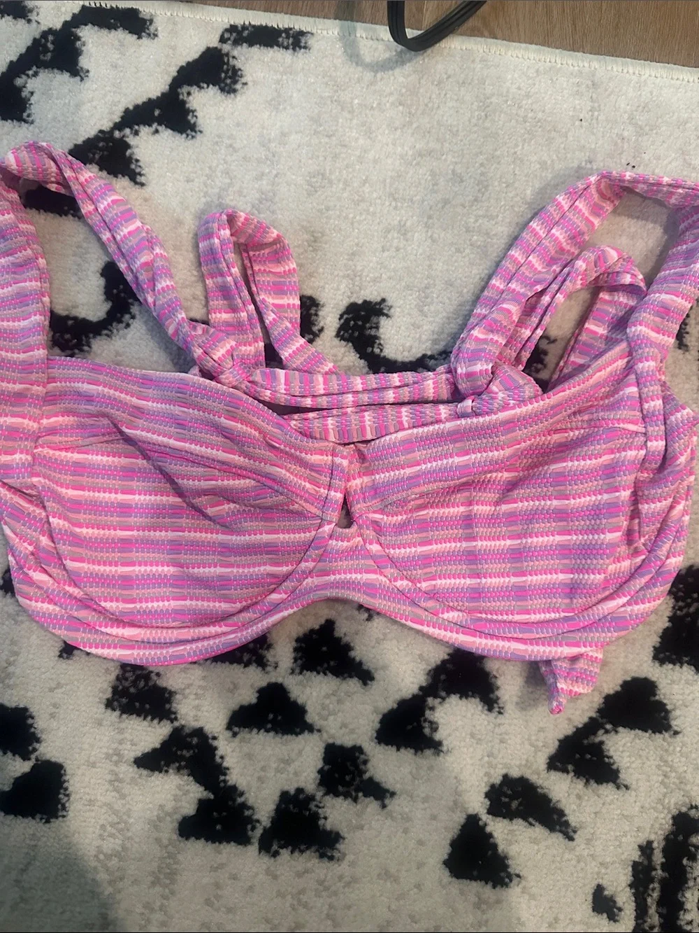 l*space Pink Striped Bikini Top DD